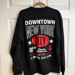 PRETTYLITTLE THING PLT Downtown NYC Graphic Print Sweatshirt Womens Size M Black